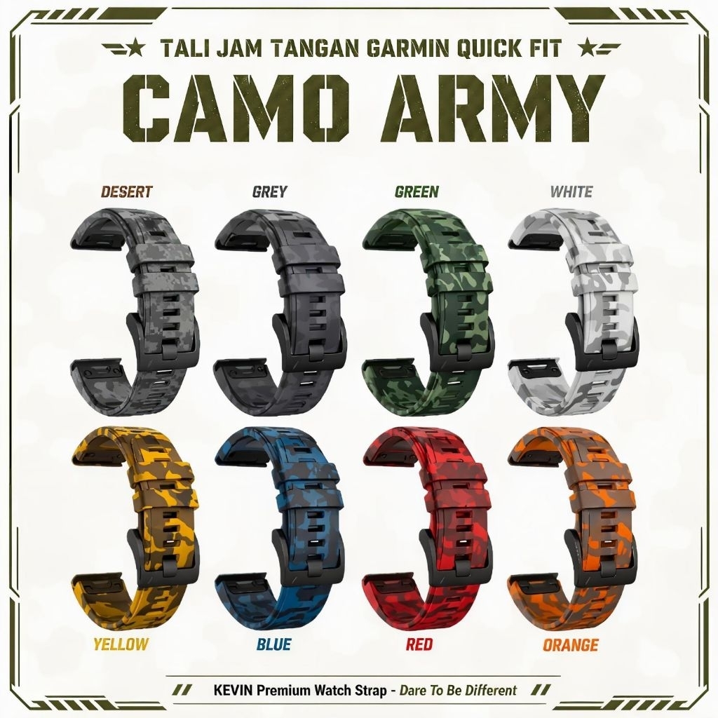 KEVIN CQF Tali Jam Tangan Garmin Quick Fit Camo Army Series