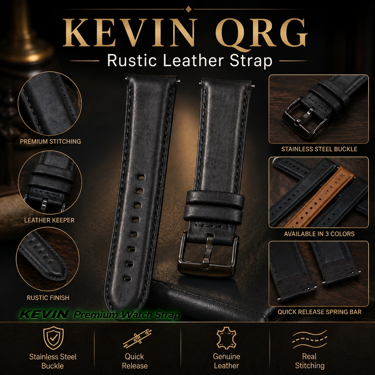 Genuine Leather Strap Premium Hand Made QRG Kevin Indonesia