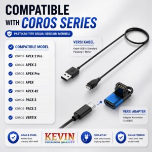 Kabel Charging Coros Smartwatch – Kevin Indonesia 2 Kabel Charging Coros Pace 3 2 Apex 2 Pro Vertix 2 - Kevin Indonesia 1