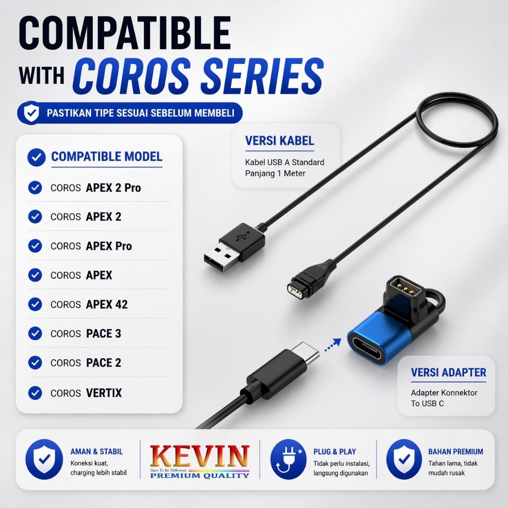 Kabel Charging Coros Pace 3 2 Apex 2 Pro Vertix 2 - Kevin Indonesia 1