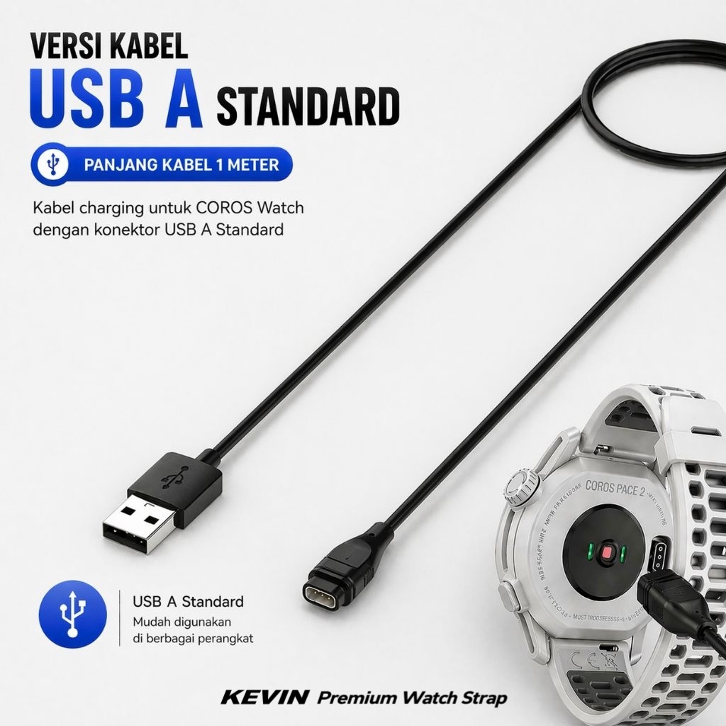 USB A Kabel Charging Coros Pace 3 2 Apex 2 Pro Vertix 2 - Kevin Indonesia 1