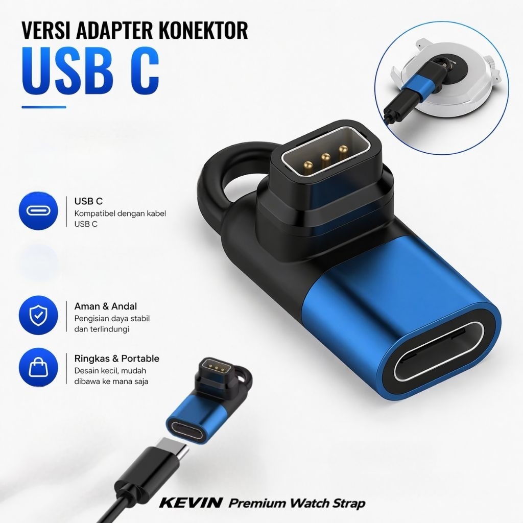 Adapter Konektor USB C Kabel Charging Coros Pace 3 2 Apex 2 Pro Vertix 2 - Kevin Indonesia 1
