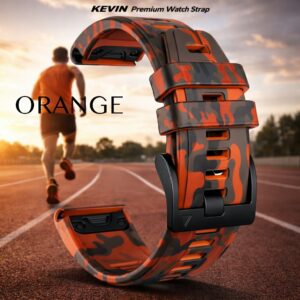 Orange KEVIN CQF Tali Jam Tangan Garmin Quick Fit Camo Army Series