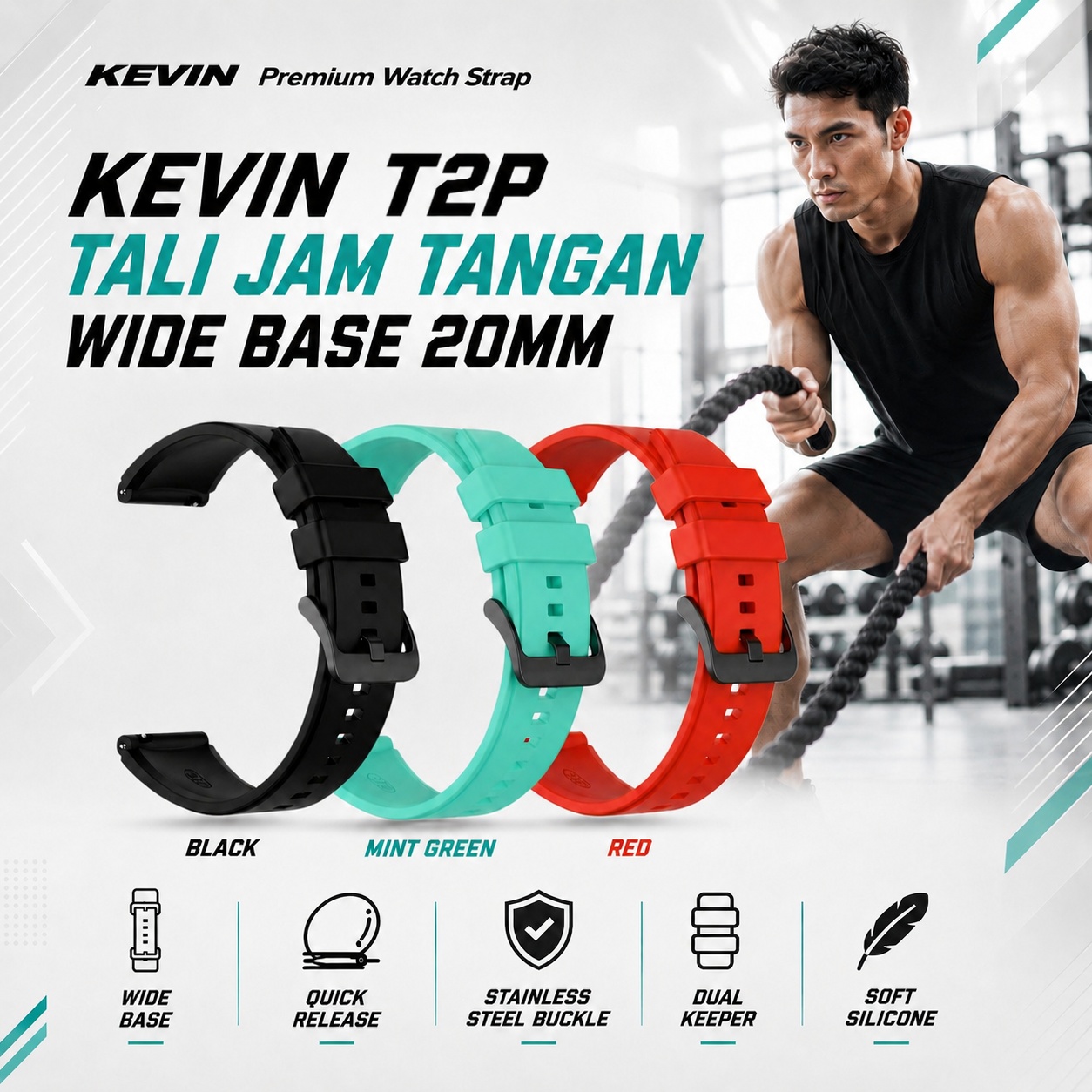 tali jam tangan 20mm t2p sporty - Kevin Indonesia
