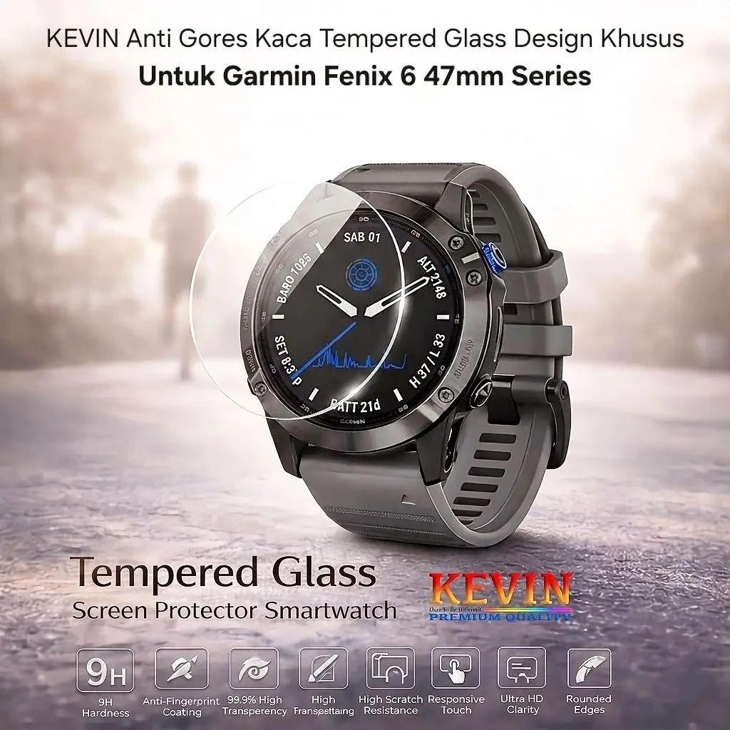 anti gores tempered glass untuk garmin fenix 6 - kevin