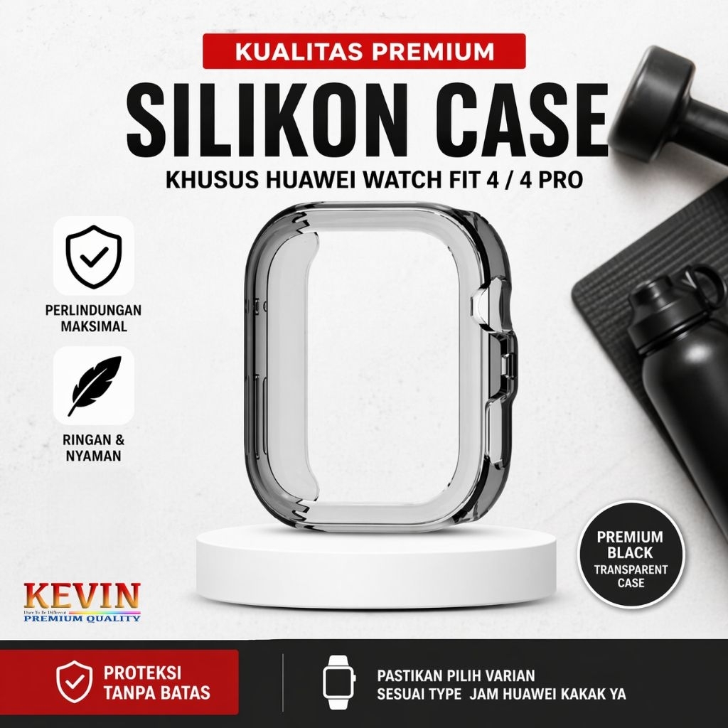 case huawei watch fit 4 pro premium silikon black transparan - Kevin Indonesia