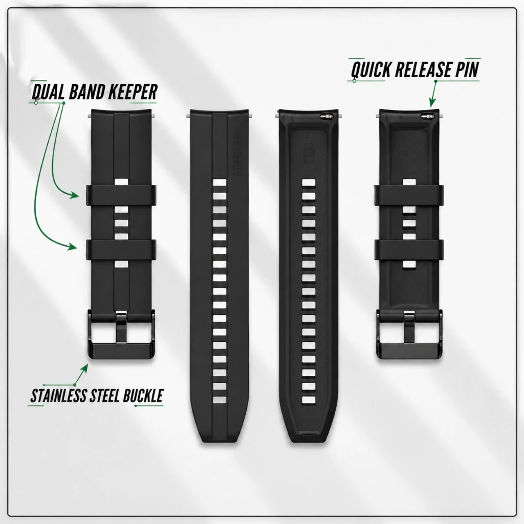 tali jam tangan smartwatch 20mm sporty minimalist dual keeper - t2e