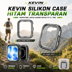 KEVIN Silikon Case Hitam Transparan Huawei Watch Fit 5 Pro Soft TPU Protective Cover