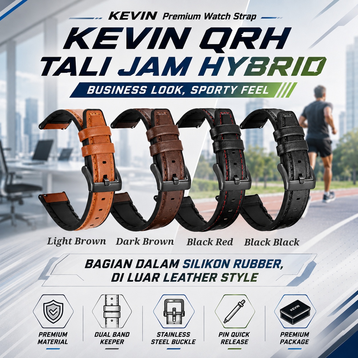 tali jam tangan smartwatch hybrid - QRH Kevin Indonesia 1