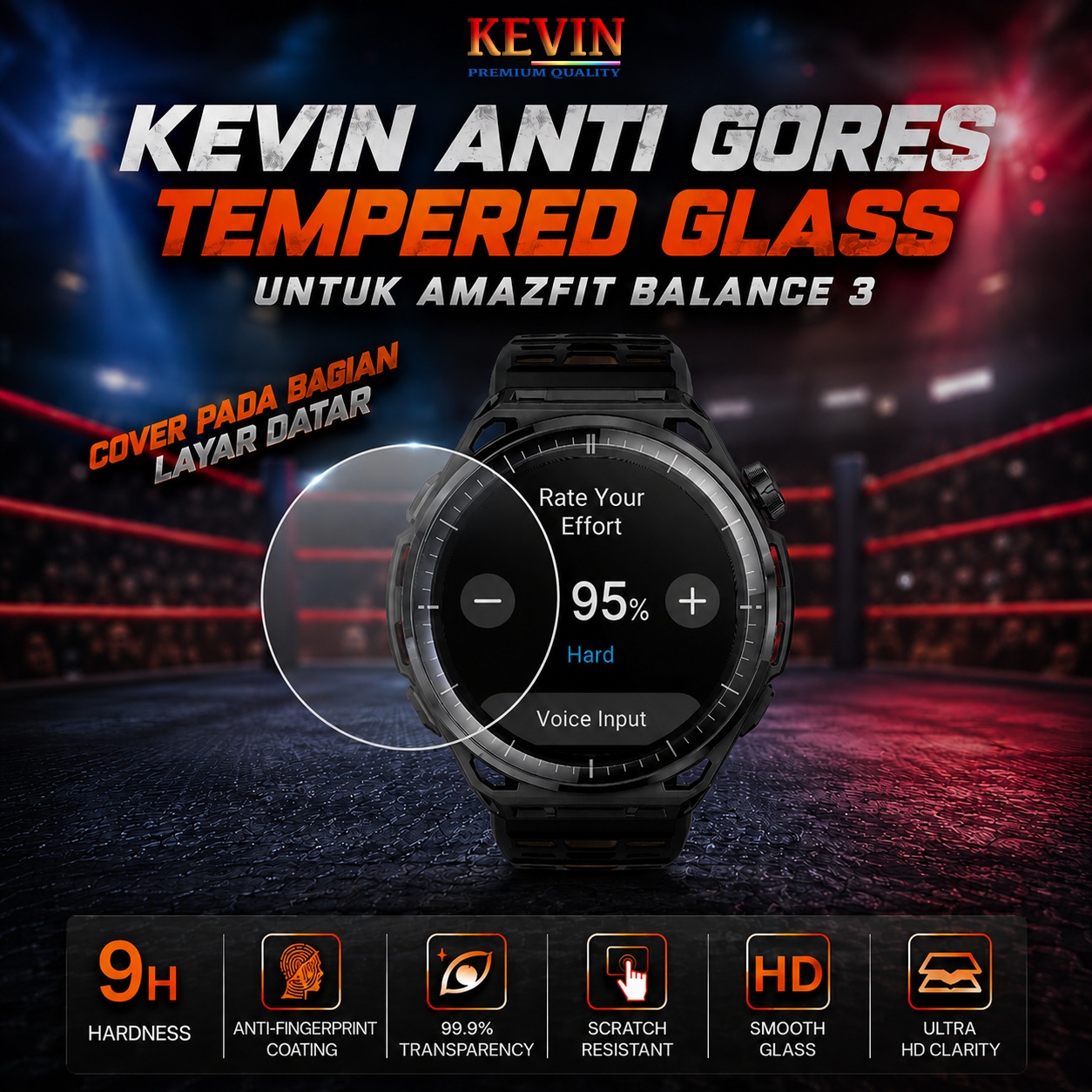 Anti Gores Amazfit Balance 3 Premium KEVIN Tempered Glass