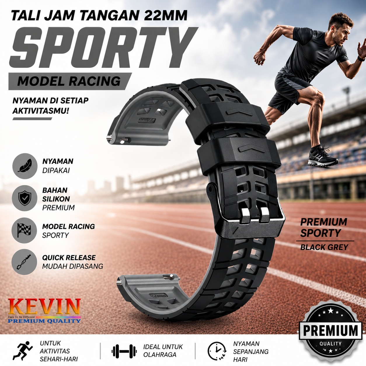KEVIN S1W Tali Jam Tangan 22mm Pria 0