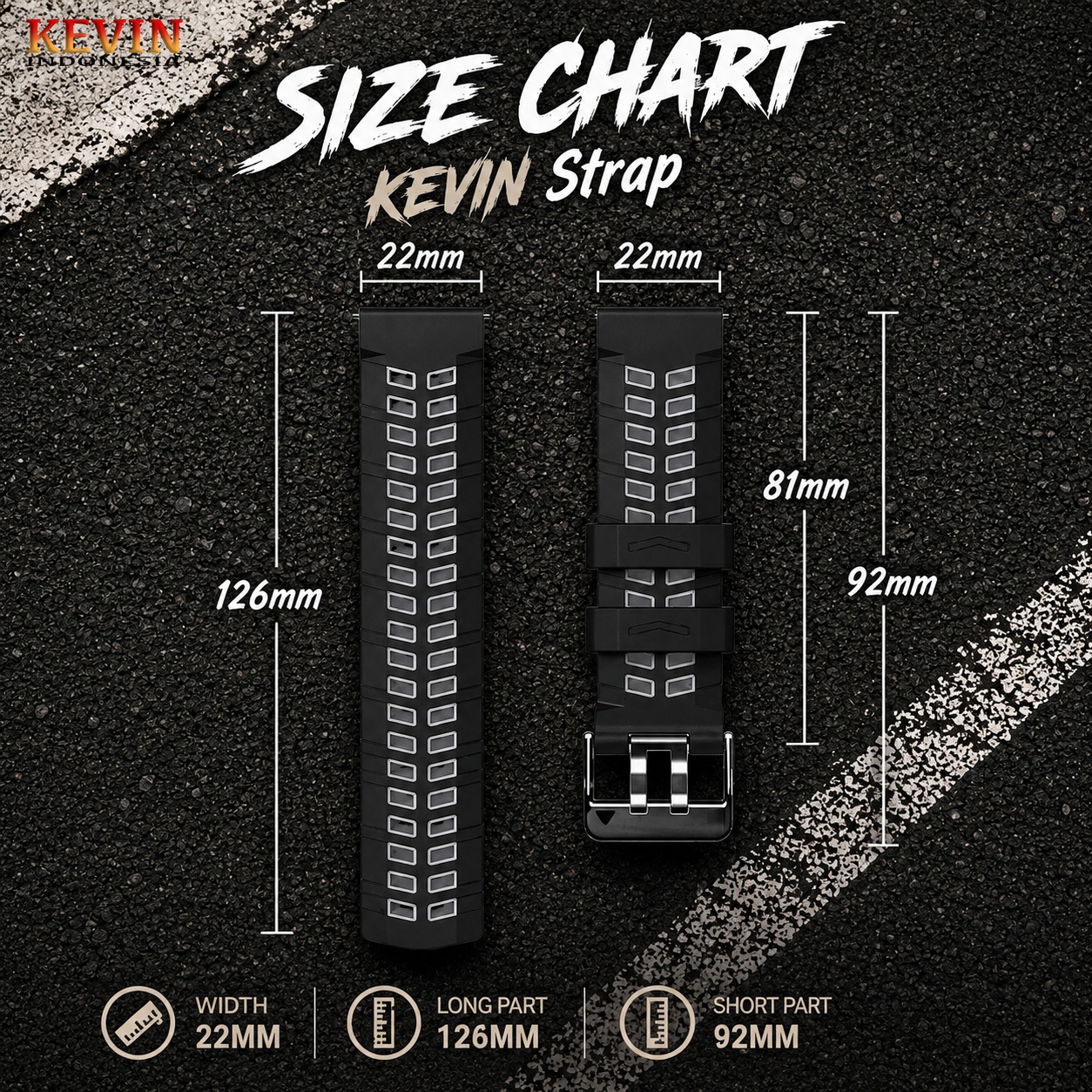 KEVIN S1W Tali Jam Tangan 22mm Pria 8