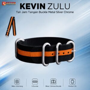 1 zulu 18mm tali jam tangan silver chrome buckle