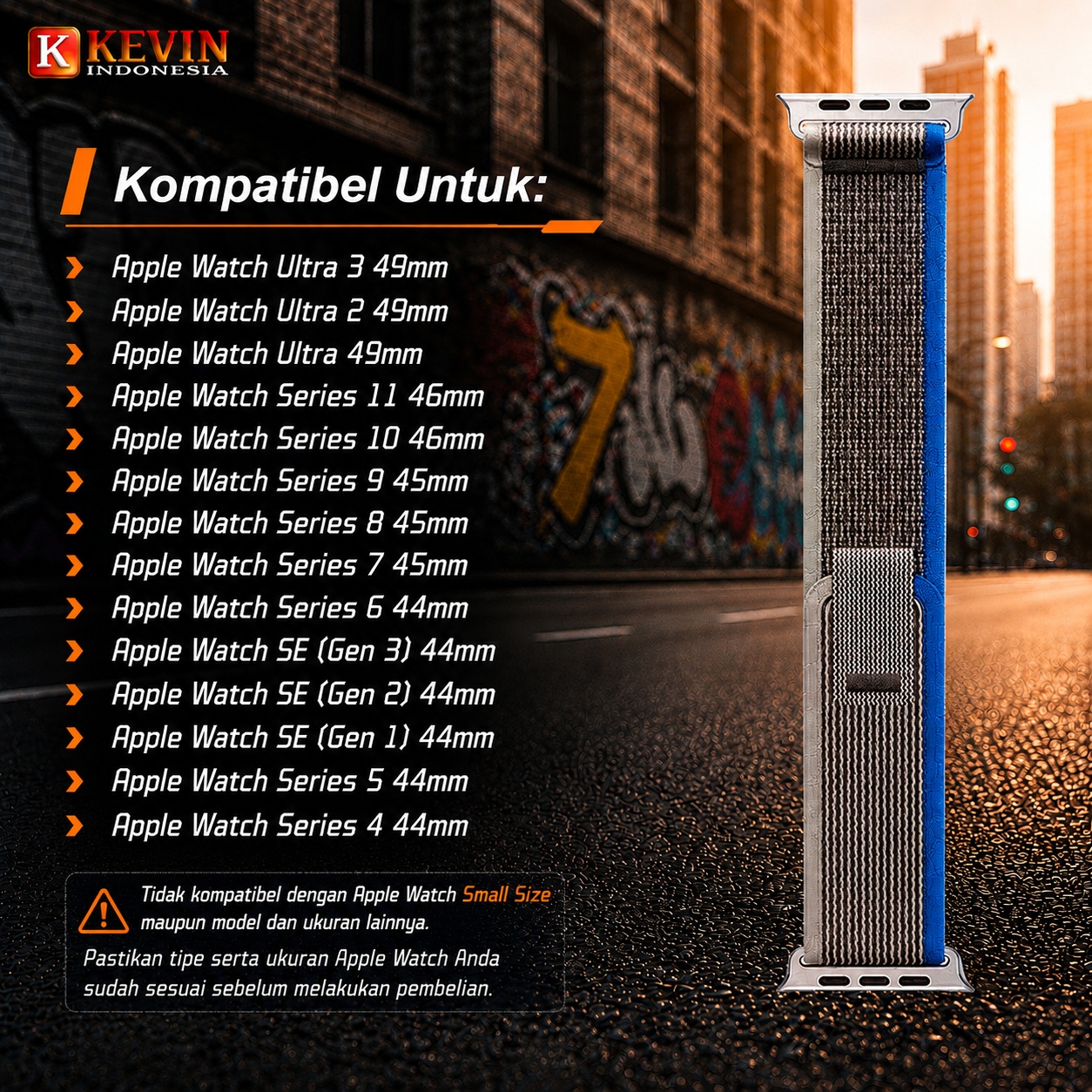 KEVIN TRAIL Tali Strap Jam Khusus Apple Watch Large Size (Seri 11 / 10 / 9 / 8 / 7 / 6 / 5 / 4 / SE) - Gambar 2