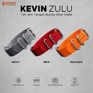 18mm tali jam tangan zulu silver matte buckle