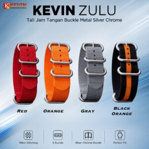 20mm zulu tali jam tangan silver chrome buckle