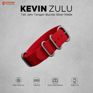 20mm tali jam tangan zulu silver matte buckle