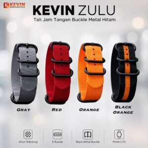 KEVIN ZULU Tali Strap Jam Tangan 22mm Black Metal Buckle