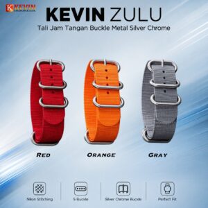 22mm zulu tali jam tangan silver chrome buckle