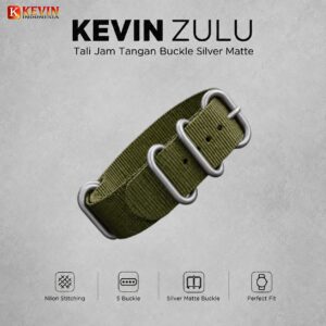 22mm tali jam tangan zulu silver matte buckle