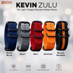 KEVIN ZULU Tali Strap Jam Tangan 24mm Black Metal Buckle