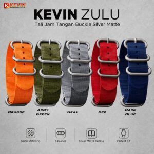 24mm tali jam tangan zulu silver matte buckle